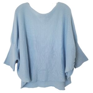 Wooden Ships Women's Light Blue Cotton Blend Dolman Sweater Batwing Pullover M/L